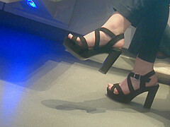 Hot Brunette In High Heels Sandals