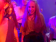 Slutty girls are using an opportunity to get fucked during a private party, until they cum
